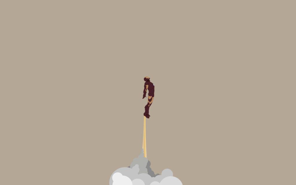 Minimalist Jet Propulsion Wallpaper: Man Launching with Smoke Trail