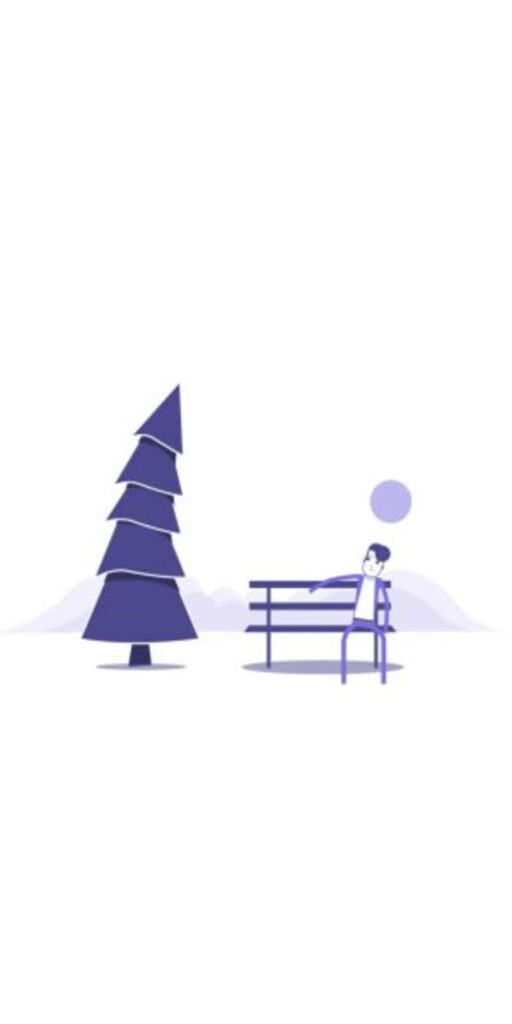 Minimalist Wallpaper: Relaxing Scene with Geometric Tree Background