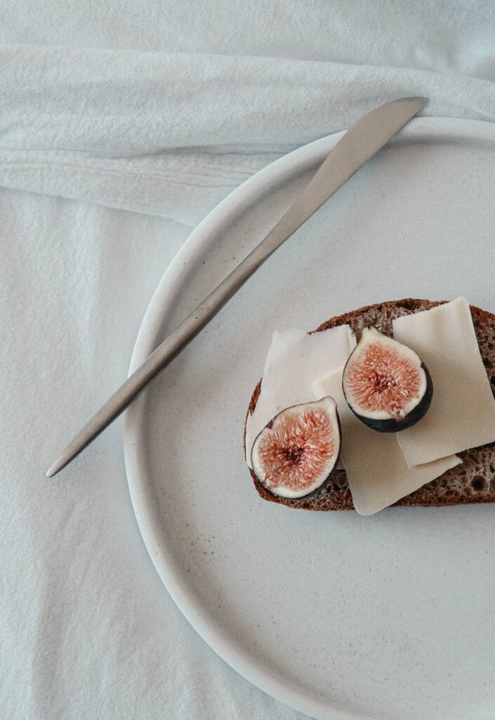 Rustic Sandwich with Fig & Cheese: Minimalist Wallpaper Background