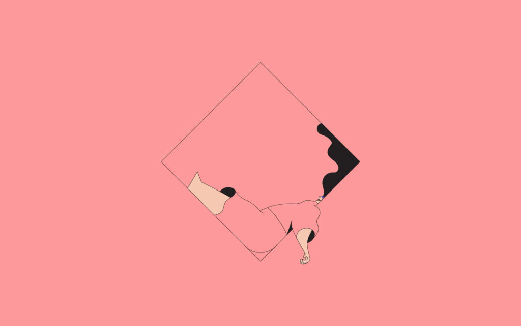 Minimalist Line Drawing Wallpaper: Pink Background & Geometric Curiosity