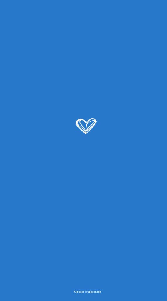 Minimalist White Heart Wallpaper on Elegant Blue Background