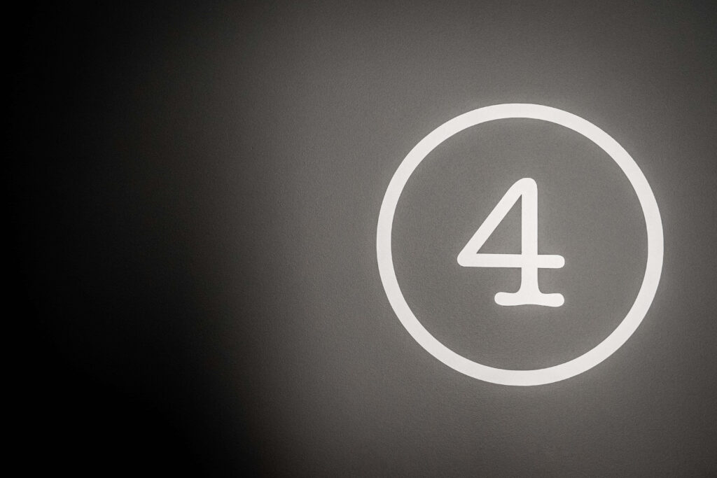 Minimalist Dark Background Wallpaper with White Circle and Number 4