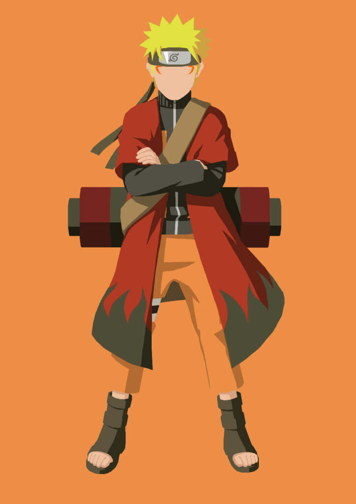 Stylized Minimalist Character Wallpaper - Spiky Blonde Hair & Orange