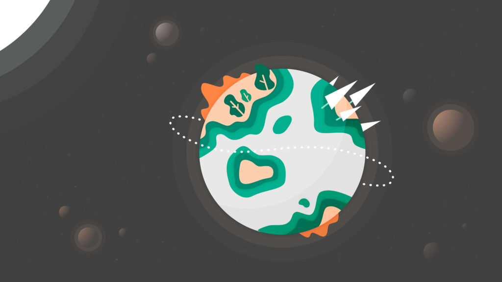 Stylized Planet Minimalist Wallpaper in Dark Space Background