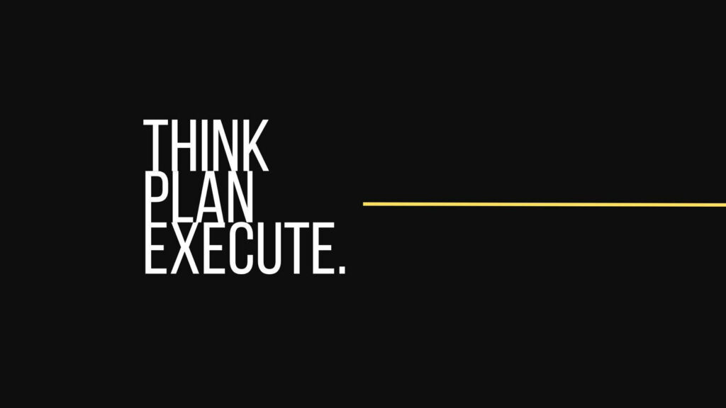Minimalist Black Wallpaper: 'Think, Plan, Execute' for Productivity
