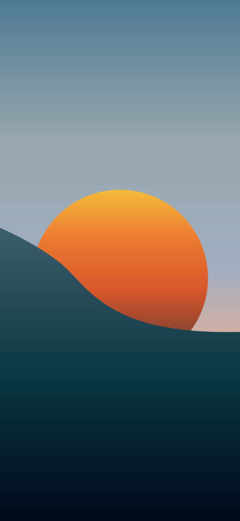 Tranquil Minimalist Wallpaper: Vibrant Orange Circle on Blue Gradient