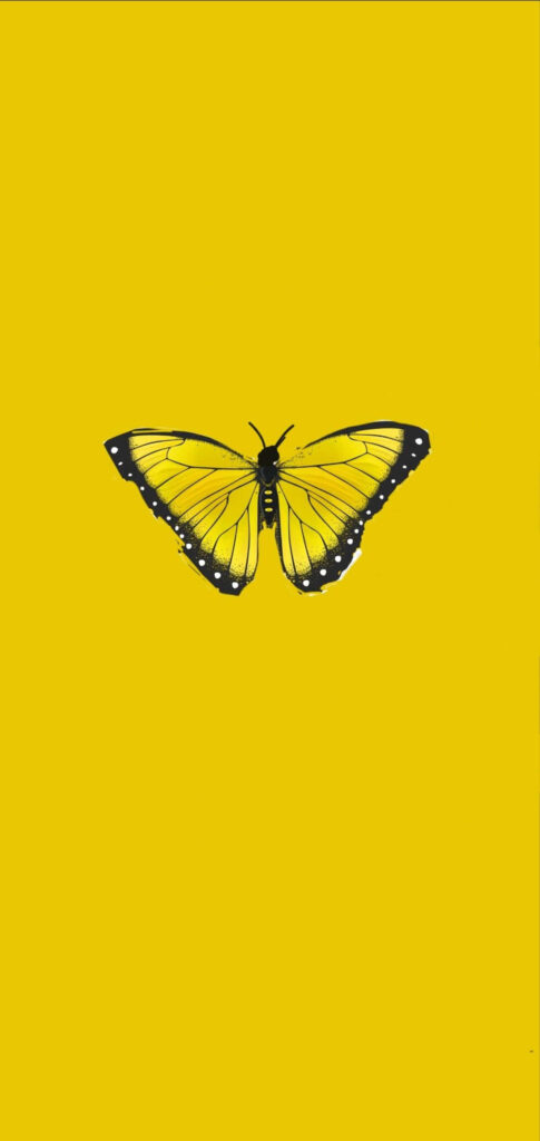 Minimalist Yellow Butterfly Wallpaper with Intricate Patterns