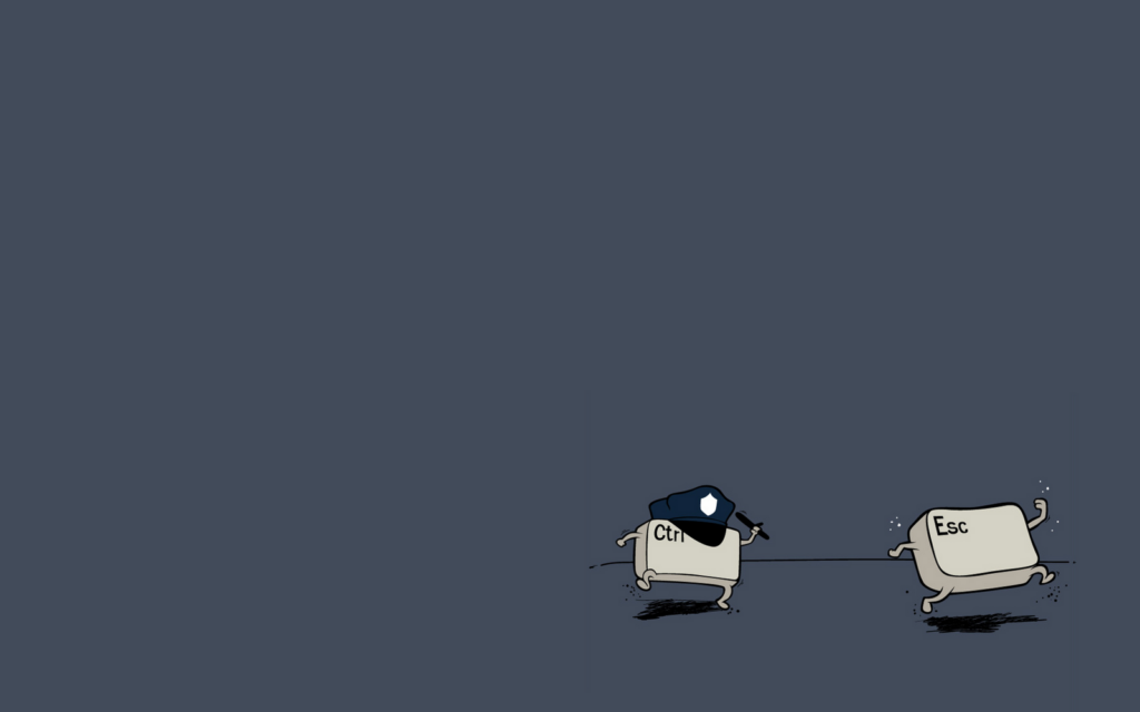 Minimalist Wallpaper: Playful Ctrl & Esc Keys Cartoon Design