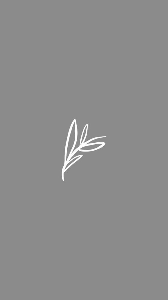 Minimalist Gray Background with White Leaf Logo - Modern Aesthetic Wallpaper