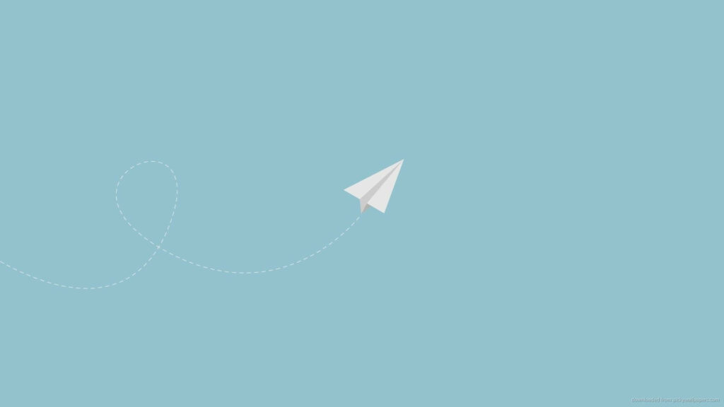 Minimalist Paper Plane Wallpaper: Clean Blue Background Design