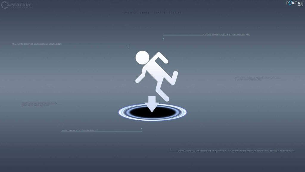 Minimalist Stick Figure Falling into Black Manhole - Modern Wallpaper