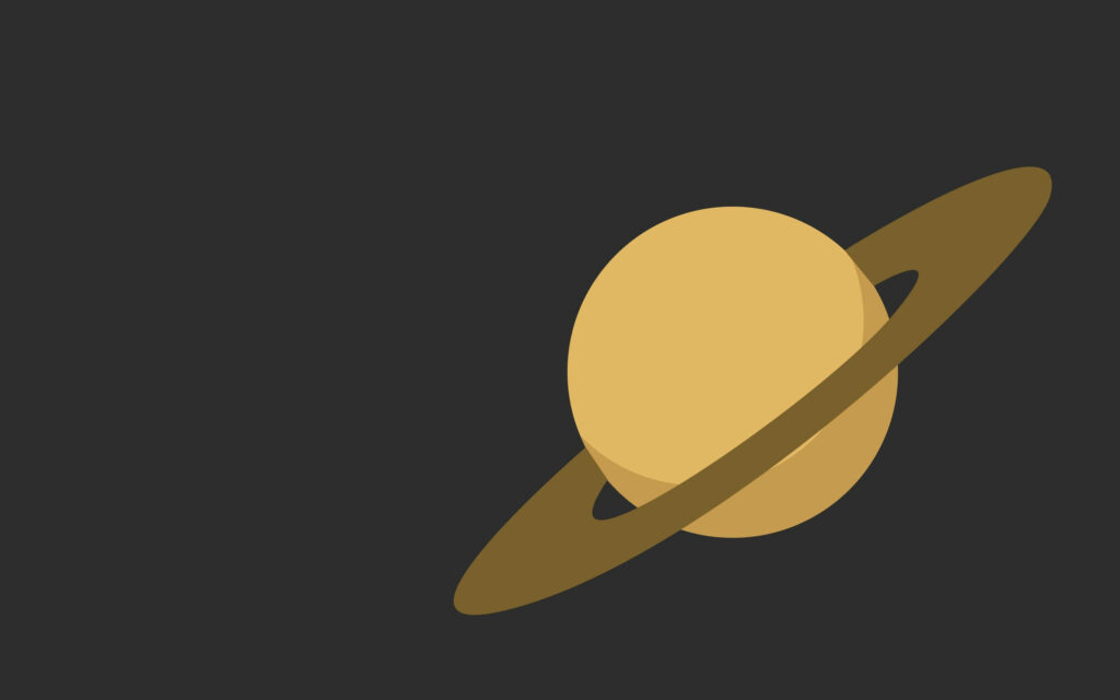 Minimalist Yellow Saturn Wallpaper Against Dark Background
