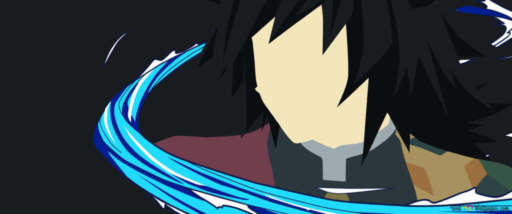 Dynamic Abstract Character Wallpaper with Dark Hair & Blue Streak