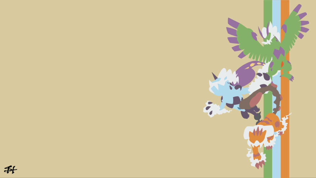 Modern Minimalist Wallpaper: Colorful Stacked Creatures on Beige