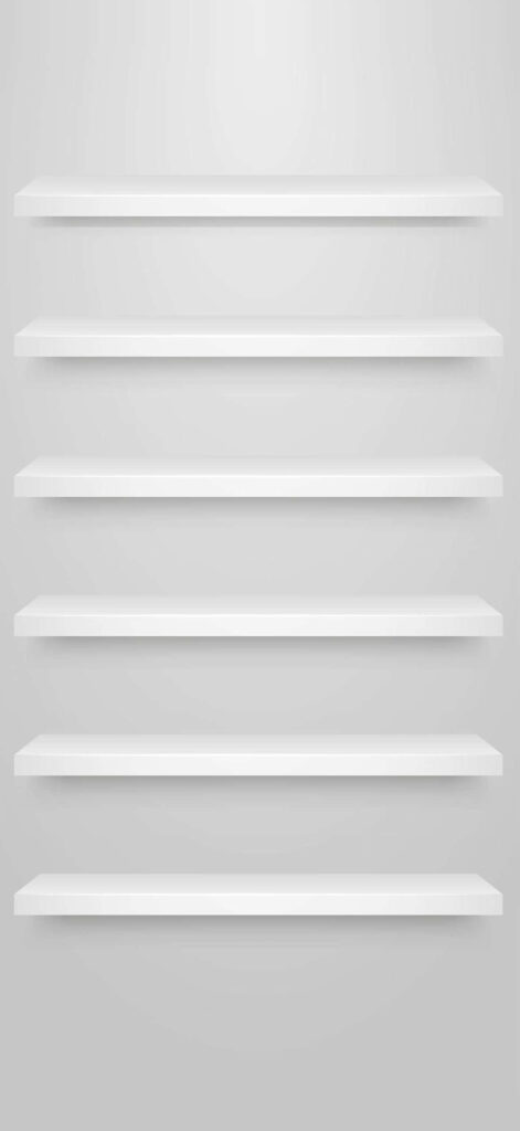 Minimalist Wallpaper with White Shelves for iPhone App Organization
