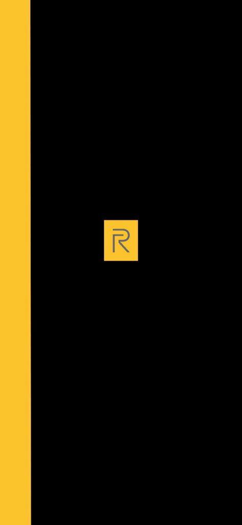 Minimalist Black Background with Yellow Square & R Logo Wallpaper