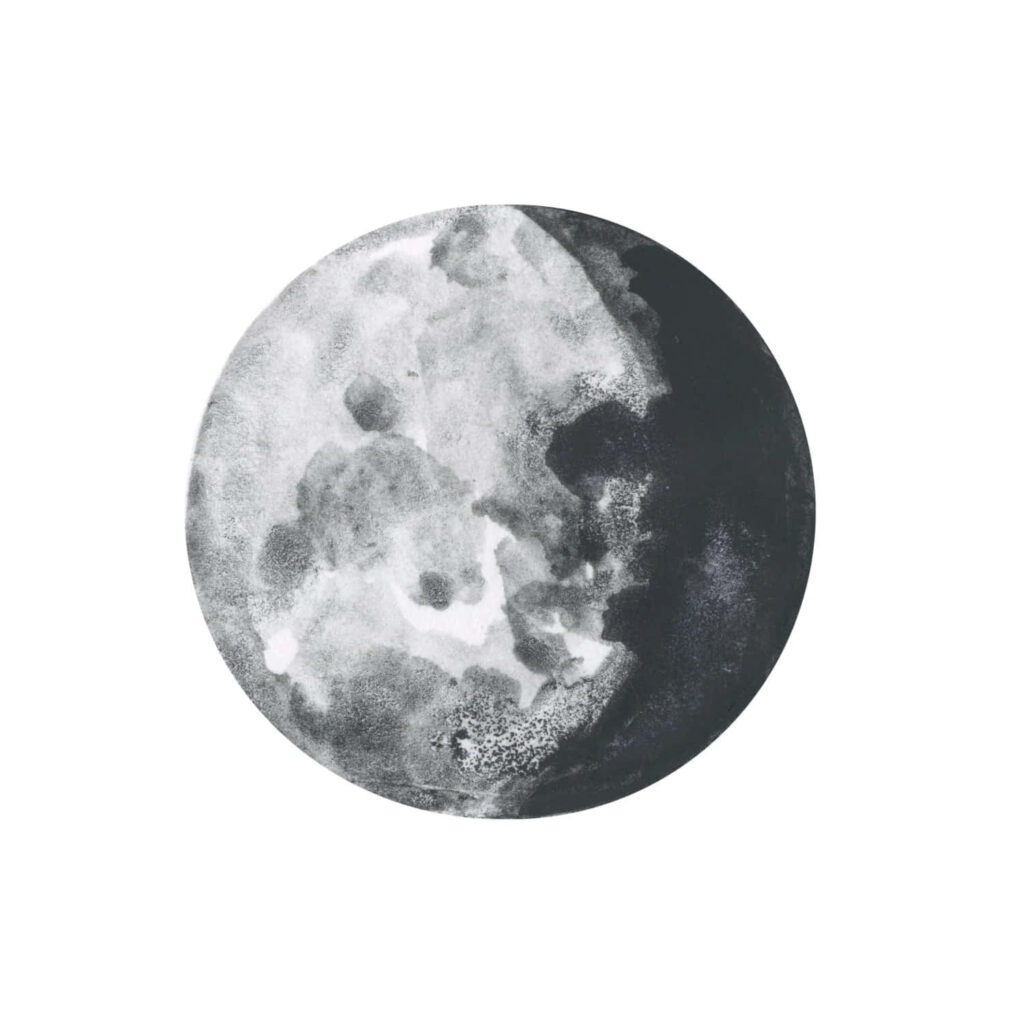 Artistic Minimalist Wallpaper of Waning Gibbous Moon Phase