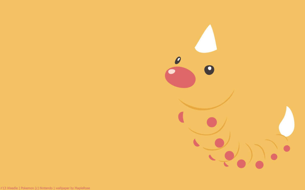 Minimalist Weedle Wallpaper: Stylish Pokemon Background in Light Orange