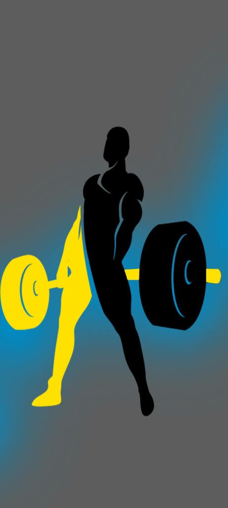 Bold Weightlifting Vector Art Wallpaper: Black & Yellow Minimalist Design