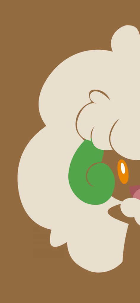 Minimalist Whimsicott Wallpaper on Brown Background for Pokémon Fans