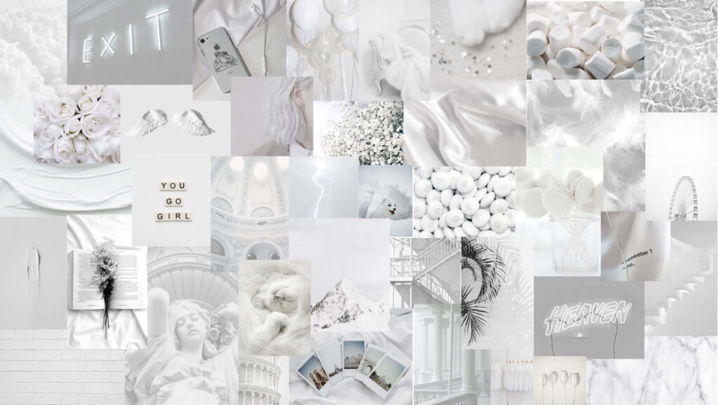 Minimalist White Aesthetic Wallpaper: Serene Collage Background