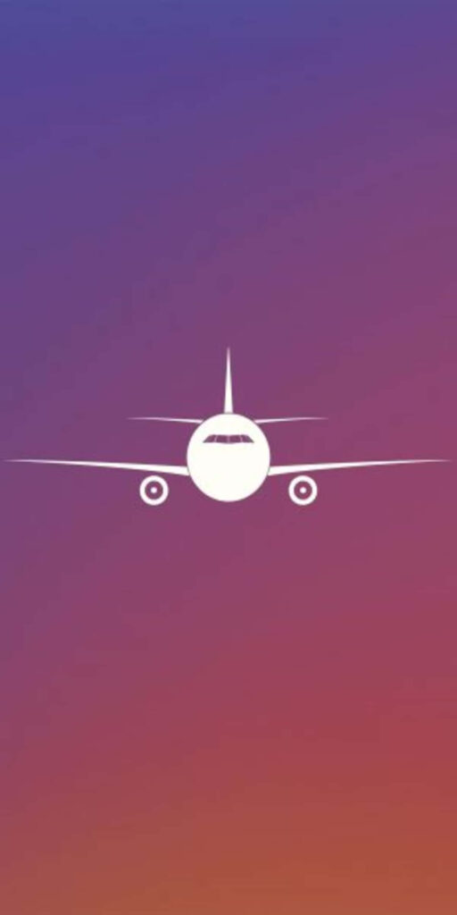 Minimalist White Airplane on Purple Gradient Background Wallpaper