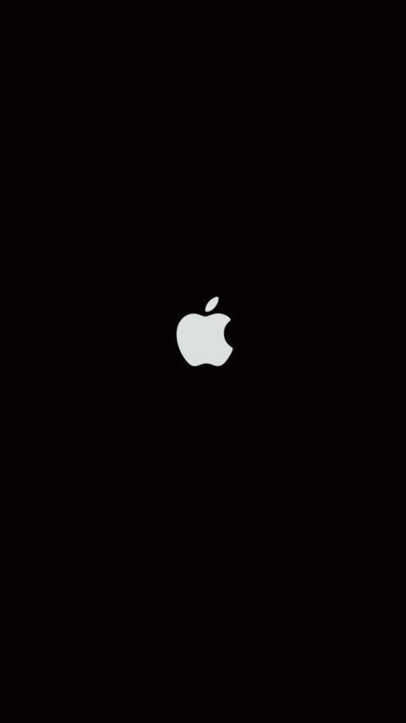 Minimalist white Apple logo on black background sleek professional iPhone wallpaper design