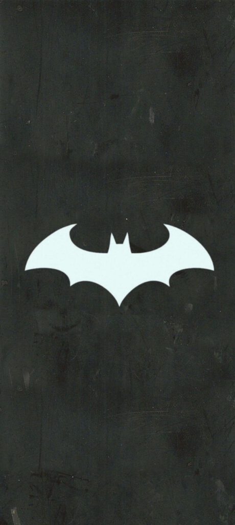 Minimalist white Batman logo on dark textured background stylish iPhone wallpaper for fans