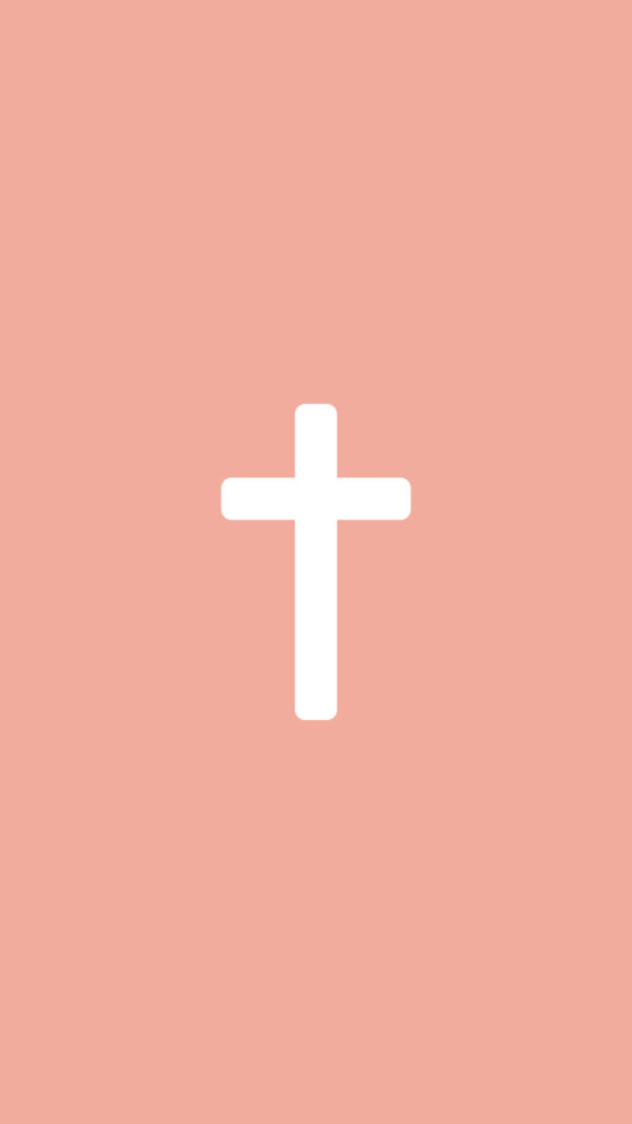 Serene Minimalist Wallpaper: White Cross on Soft Peachy-Pink Background