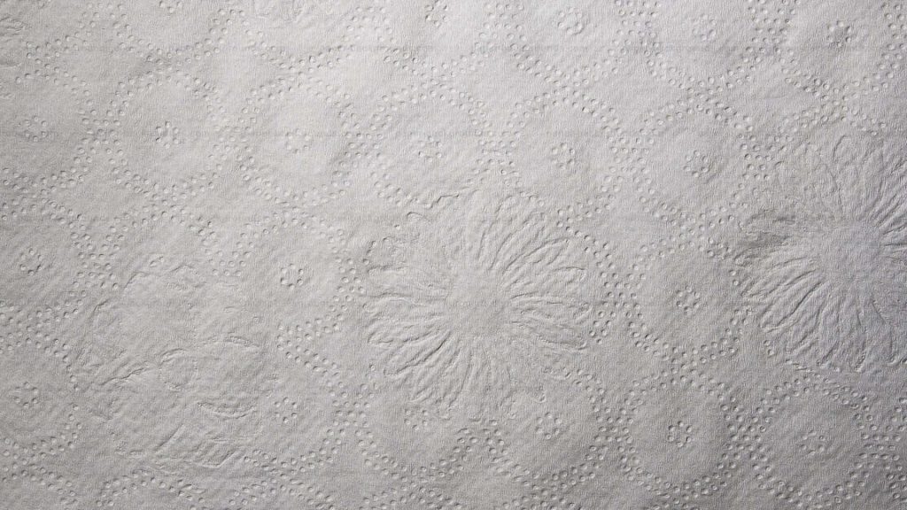 Minimalist white embossed paper with intricate floral and dot patterns textured wallpaper background