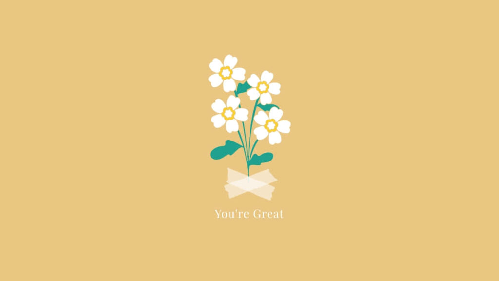 Motivational Floral Wallpaper: White Flowers on Mustard Background