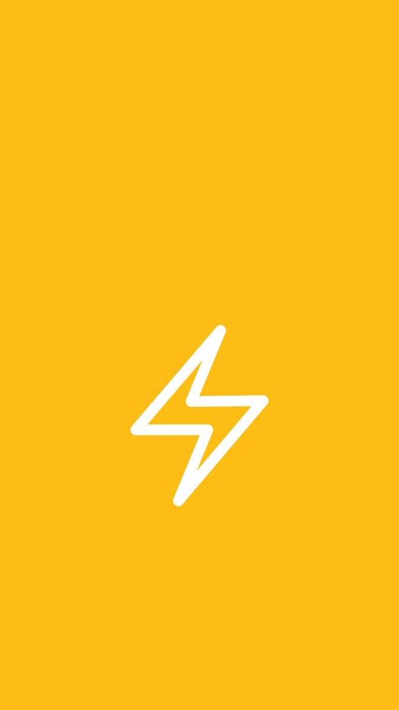 Minimalist white lightning bolt vector on vibrant yellow background high-contrast wallpaper