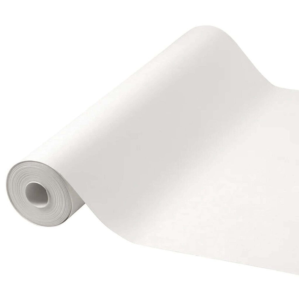 Minimalist white paper roll unrolling on seamless white background clean modern wallpaper