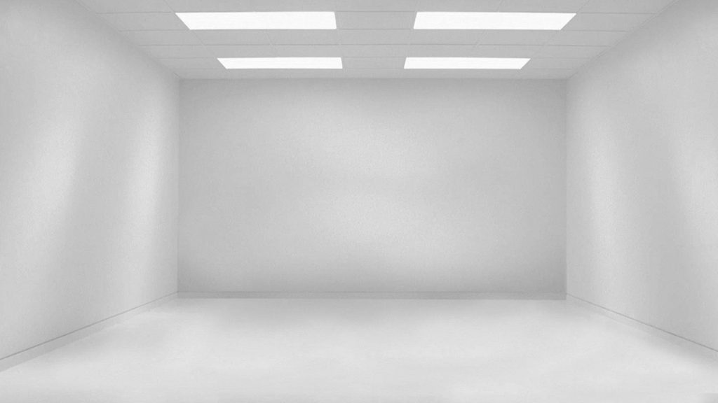 Minimalist empty white room with bright overhead lighting serene modern wallpaper background