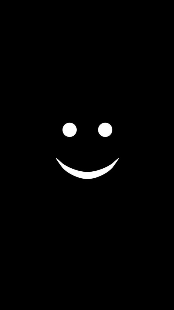 Minimalist Black Wallpaper with White Smiley Face for Samsung Devices