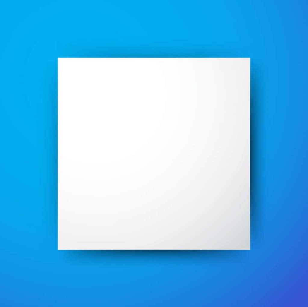 Minimalist digital wallpaper with centered white square on vibrant smooth blue gradient background