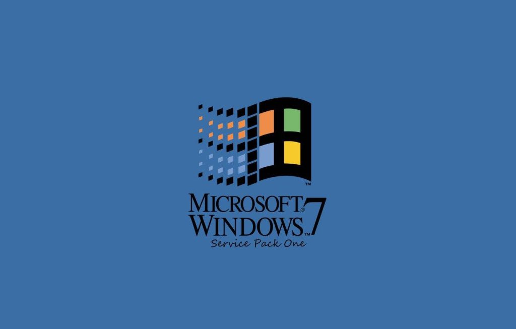 Minimalist Windows 7 wallpaper with multicolored logo text Microsoft Windows 7 Service Pack One