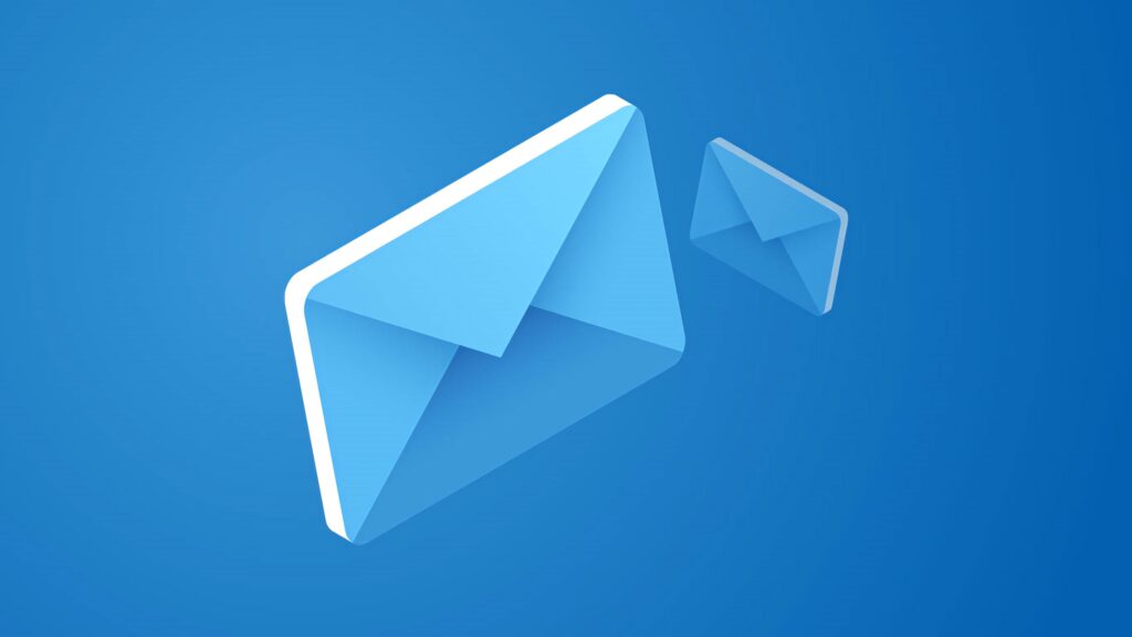 Windows Mail email icon wallpaper with minimalist envelope on blue gradient background digital design