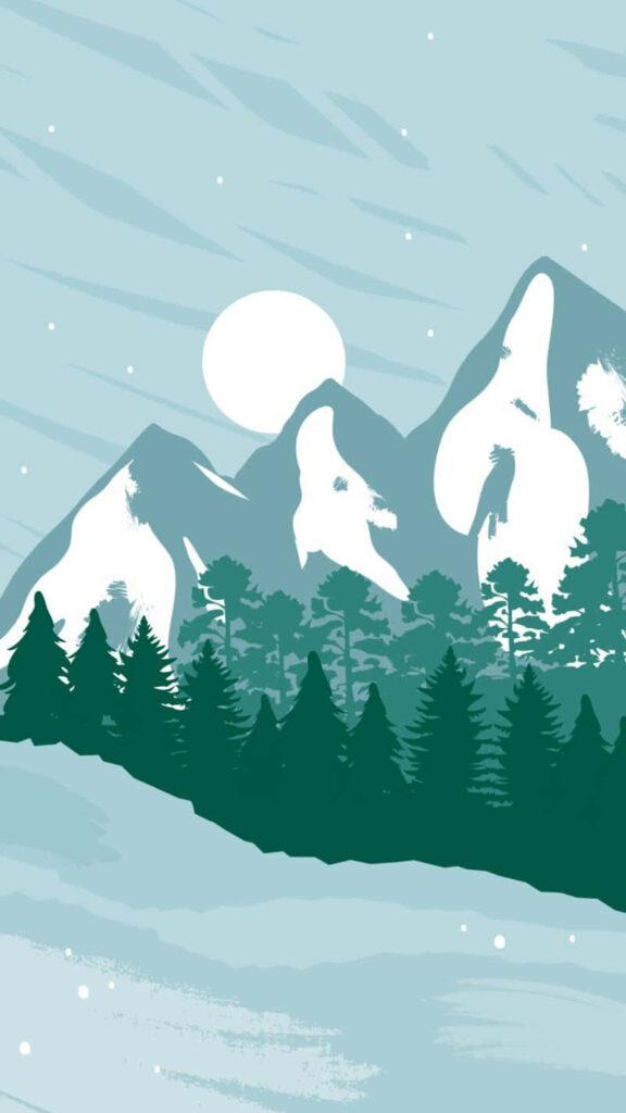 Minimalist Winter Mountain Wallpaper: Serene Snowy Landscape