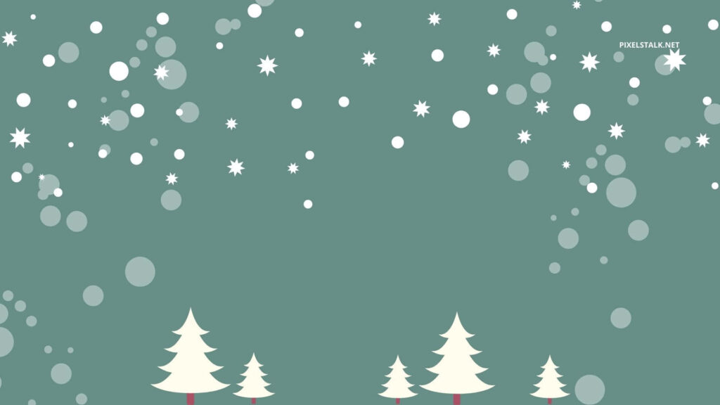 Minimalist Winter Wallpaper: Tranquil Green with Falling Snowflakes