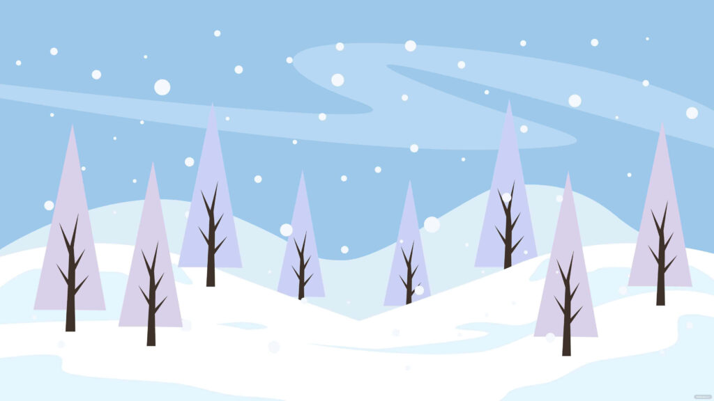 Minimalist Winter Wonderland Wallpaper: Snowy Hills & Trees