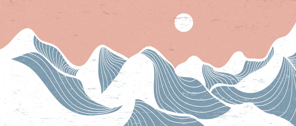 Minimalist Winter Waves Wallpaper: Soft Pastels & Tranquil Design