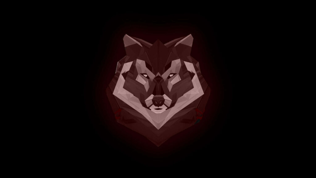 Minimalist Wolf Head Wallpaper: Geometric Design on Black Background