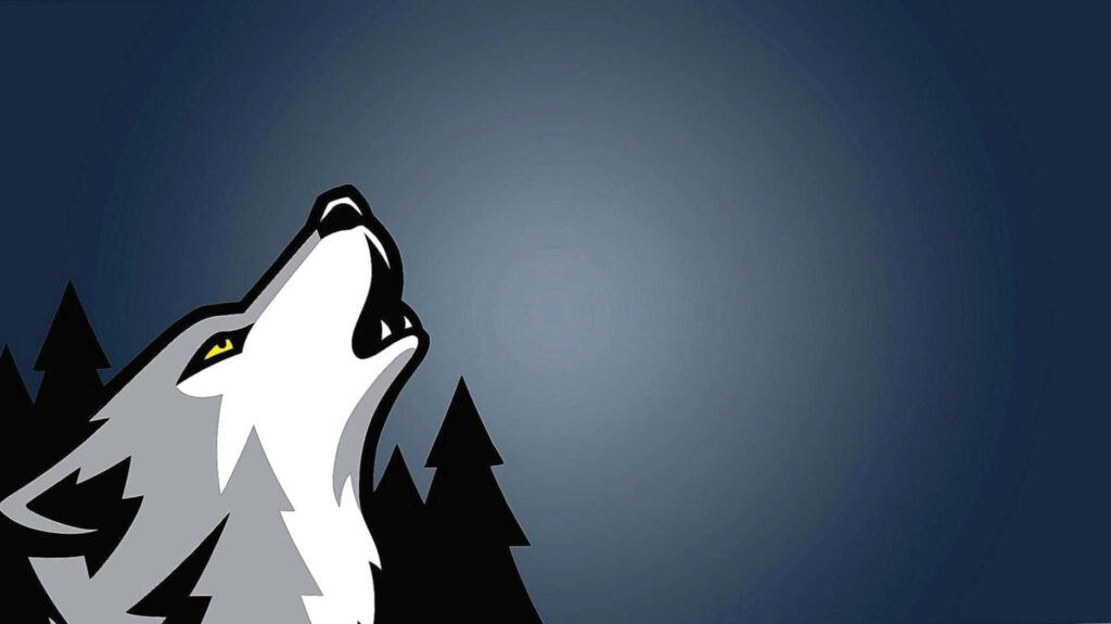 Minimalist Wolf Howling Wallpaper with Dark Gradient Background