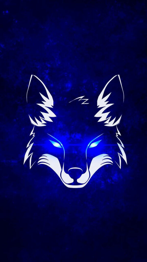Elegant Minimalist Wolf Logo Wallpaper on Rich Blue Background