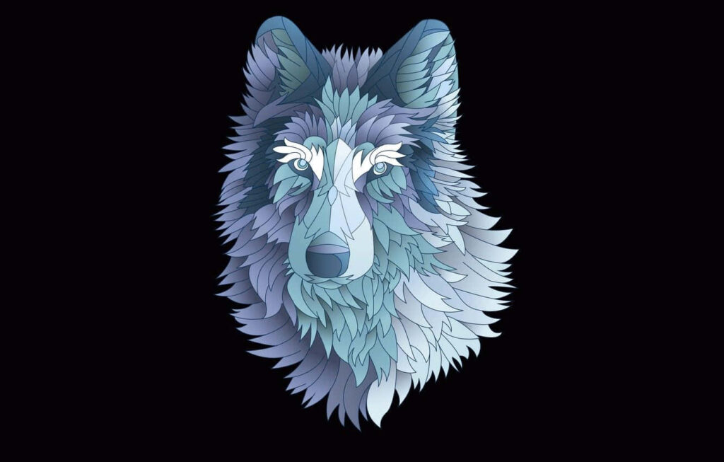 Modern Wolf Minimalist Wallpaper: Geometric Cool-Toned Design