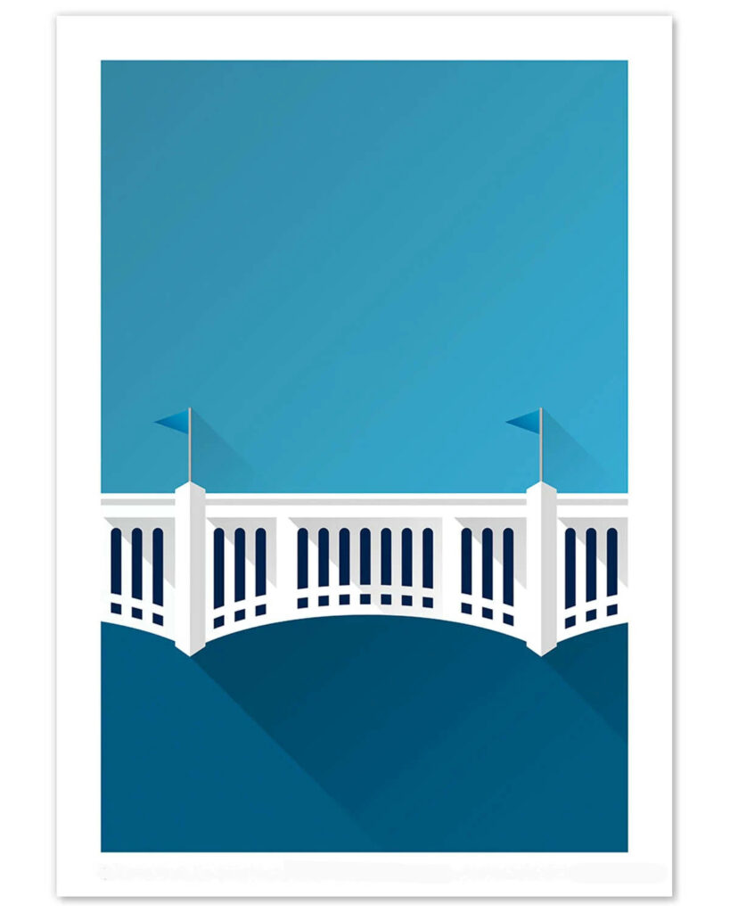 Minimalist Yankee Stadium Wallpaper: Sleek Blue & White Design