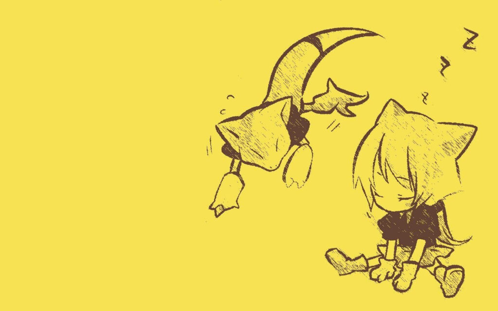 Minimalist yellow Abra Pokémon wallpaper with creative sketch and unique human form design
