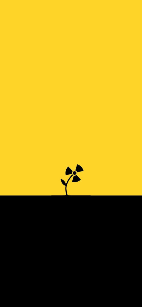 Minimalist Yellow & Black Wallpaper: Flower Nuclear Symbol Design