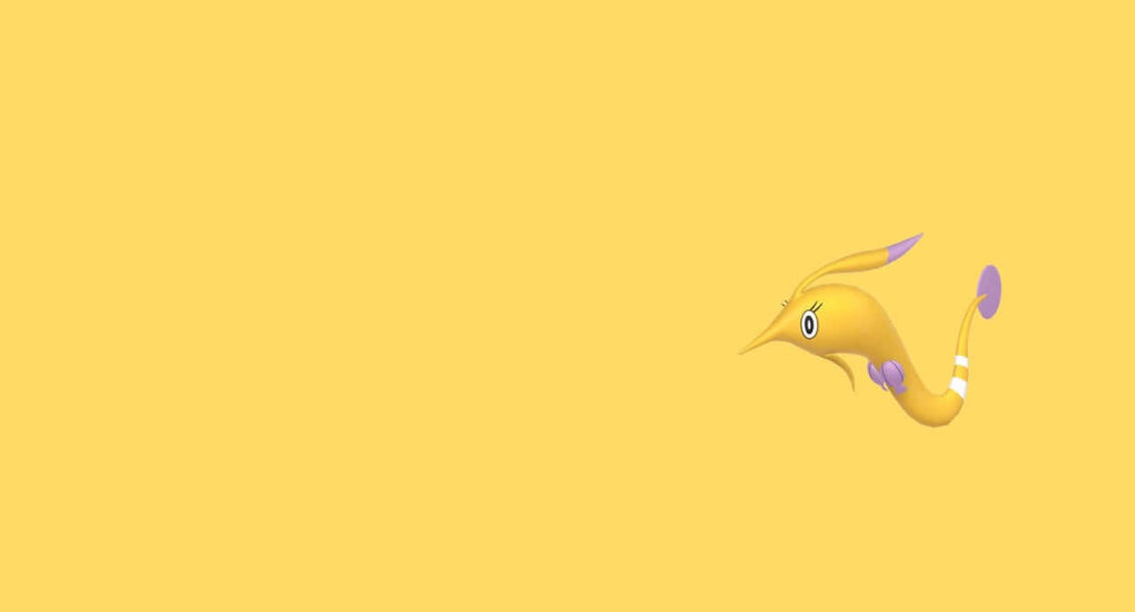 Minimalist Yellow Gorebyss Wallpaper on Solid Background